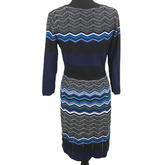 a.n.a Chevron Pattern Knit Sweater Dress Black Size Medium - Picture 2 of 6